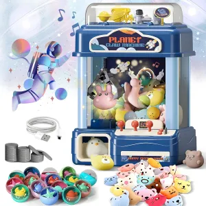USB Rechargeable Candy Claw Game Machine for Kids Ages 4-12 Claw Machine for Kids ?C Large Toy Claw Machine with tap Music Lights, Vending Machine Toy for Boys Girls, Includes Toys Inside, 