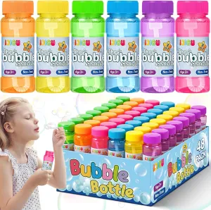 Valentine, School Classroom Prizes for Boys & Girls 48 Pack 2oz Bubble Bottles Bulk in 6 enthusiastic Colors, Ideal for Easter, Summer, 