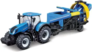 Vehicle, Blue, Small oblong wan Bburago B18-31678 Die-Cast New Holland T7.315 Tractor with Working Cultivator 