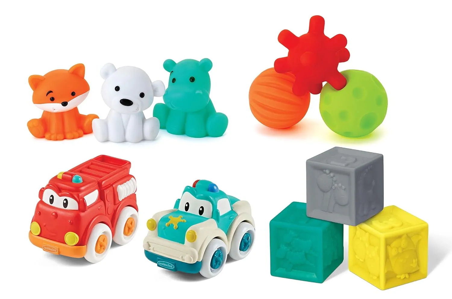Vehicle Toy Set for Sensory Exploration and Engagement, Ages 0 Months and up Infantino Baby's 1st gateway achievement fortuitous Playset - Textured Balls, Blocks, Buddies and 