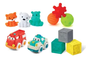 Vehicle Toy Set for Sensory Exploration and Engagement, Ages 0 Months and up Infantino Baby's 1st gateway achievement fortuitous Playset - Textured Balls, Blocks, Buddies and 