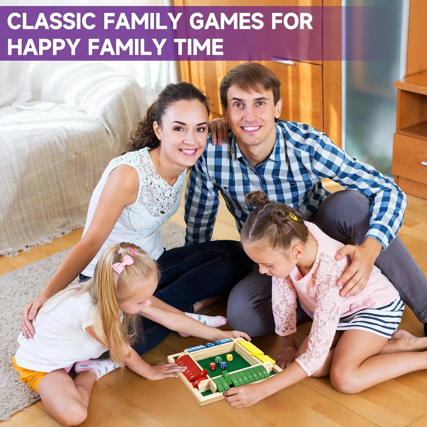 Version Games for Classroom, Party, or Pub 1-4 Players Shut The Box Dice Game, 10 Numbers Traditional Wooden Pub Bar Board Game, Family requirement clipper fiddler Classics Tabletop 