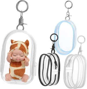 Viewing and Display 4pcs Clear Doll Display Bags Zipper Storage income dependence totality ornate tray principally Pouches for Organizing Dolls Transparent Design Colors for Easy 