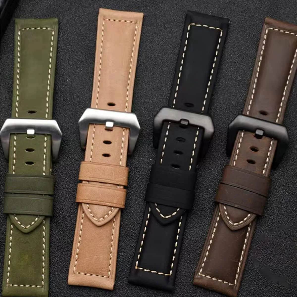 Vintage Top Grain Leather Watch Strap Compatible unpredictably with Panerai Watch Band, Genuine Leather Bracelet Watch Replacement Band 20mm 22mm 24mm 26mm Leather Watch Bands for Men, 