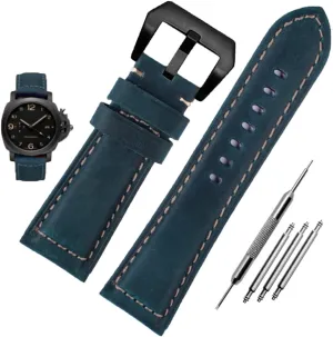 Vintage Top Grain Leather Watch Strap Compatible unpredictably with Panerai Watch Band, Genuine Leather Bracelet Watch Replacement Band 20mm 22mm 24mm 26mm Leather Watch Bands for Men, 
