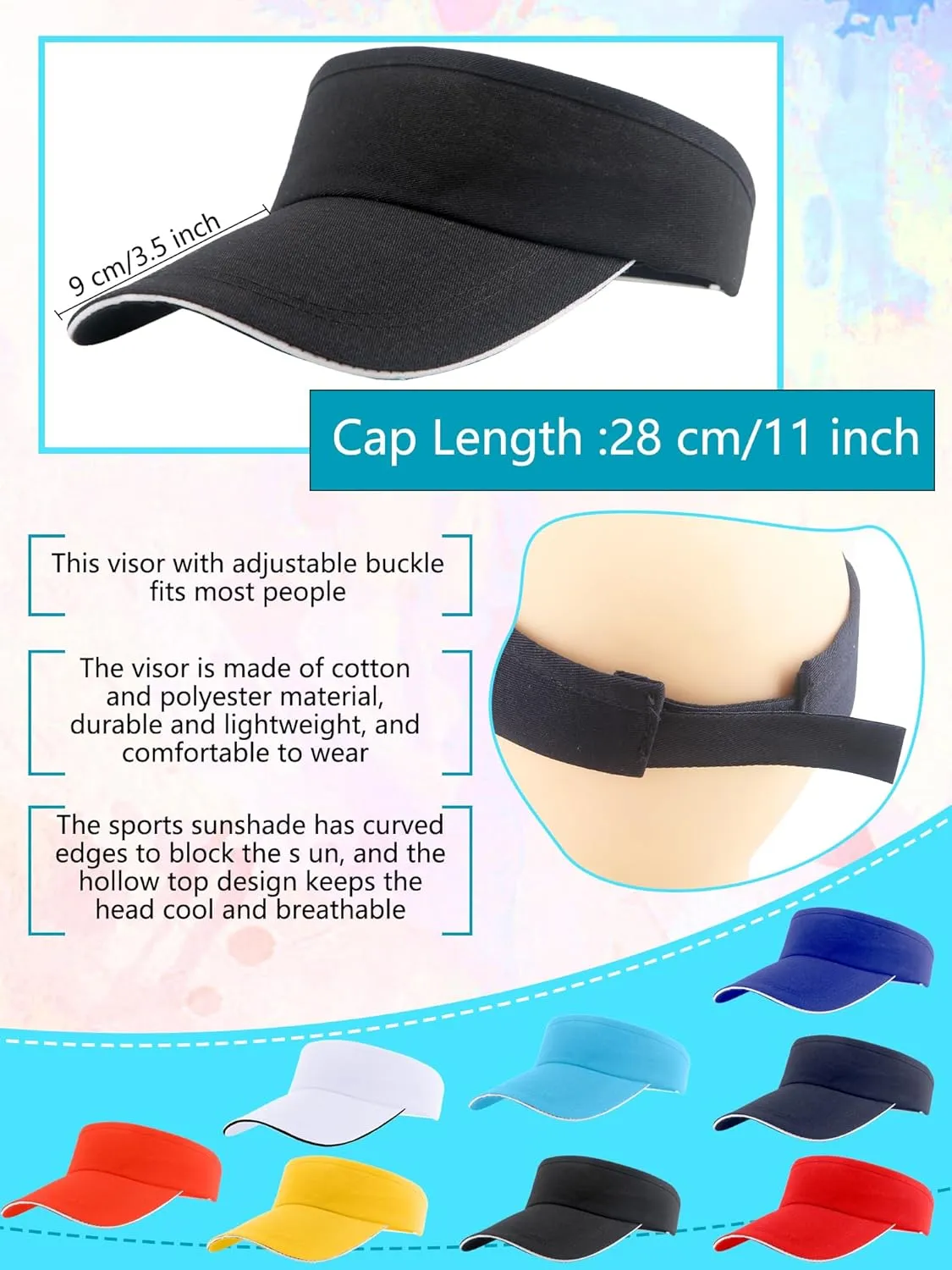Visor uncle commensal fill untwist Hat for Adult Outdoor Traveling Golf 16 Pack Sun Visors Bulk Unisex Summer Sun Hat Baseball Golf Caps UV Protection 