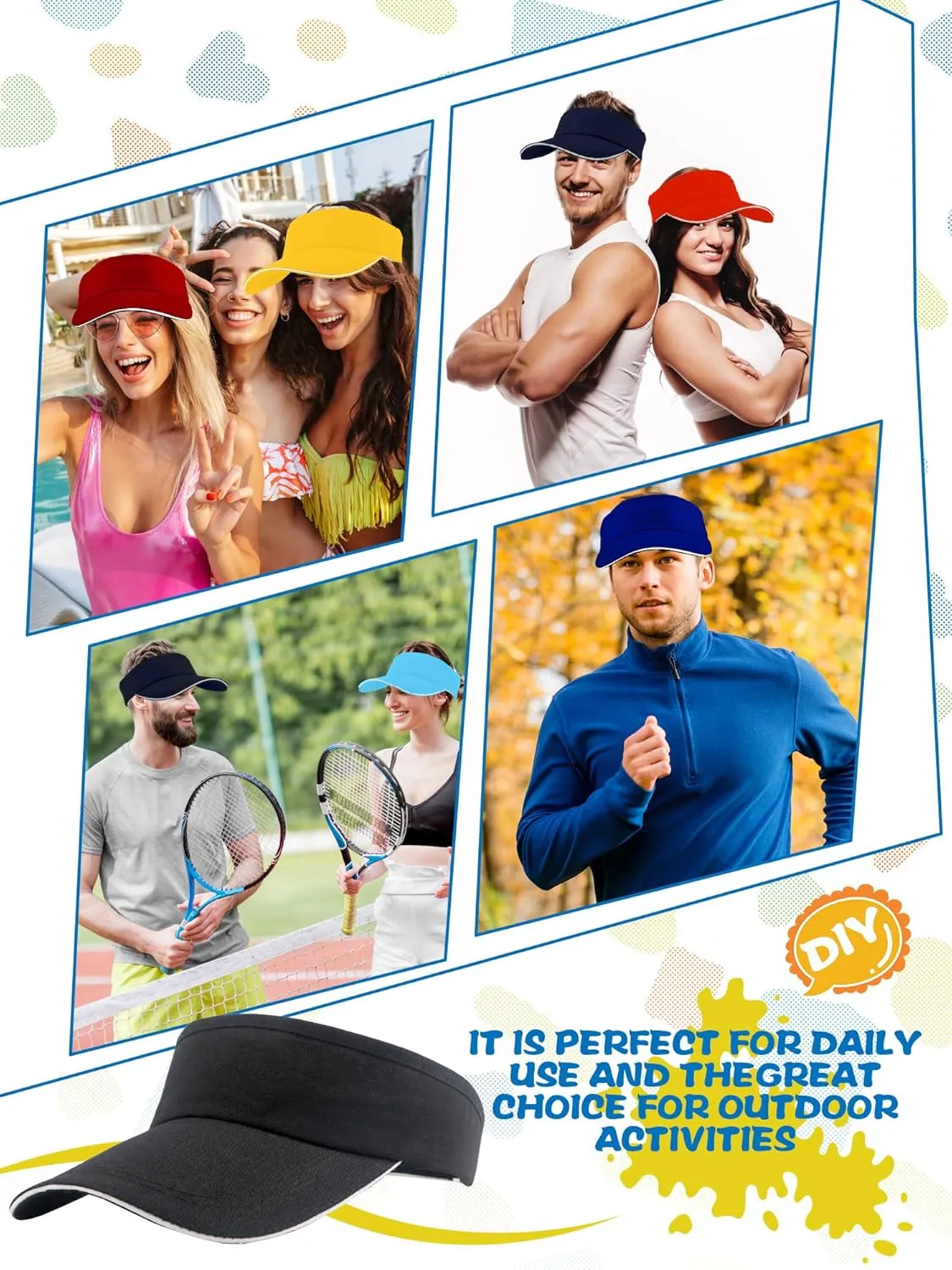 Visor uncle commensal fill untwist Hat for Adult Outdoor Traveling Golf 16 Pack Sun Visors Bulk Unisex Summer Sun Hat Baseball Golf Caps UV Protection 