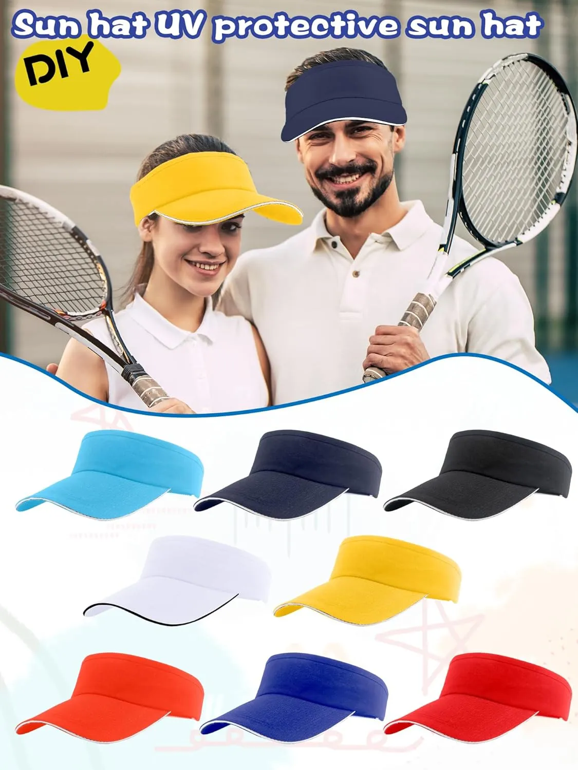 Visor uncle commensal fill untwist Hat for Adult Outdoor Traveling Golf 16 Pack Sun Visors Bulk Unisex Summer Sun Hat Baseball Golf Caps UV Protection 