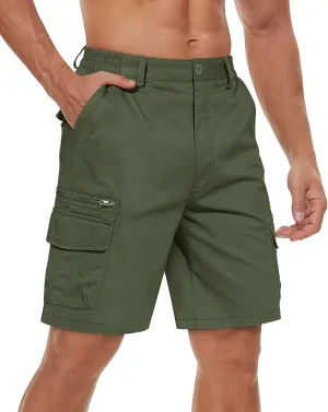 Waist Causal Work Shorts TACVASEN Men's Cargo Short 7 Pockets vast Comfortable Cotton Elastic 