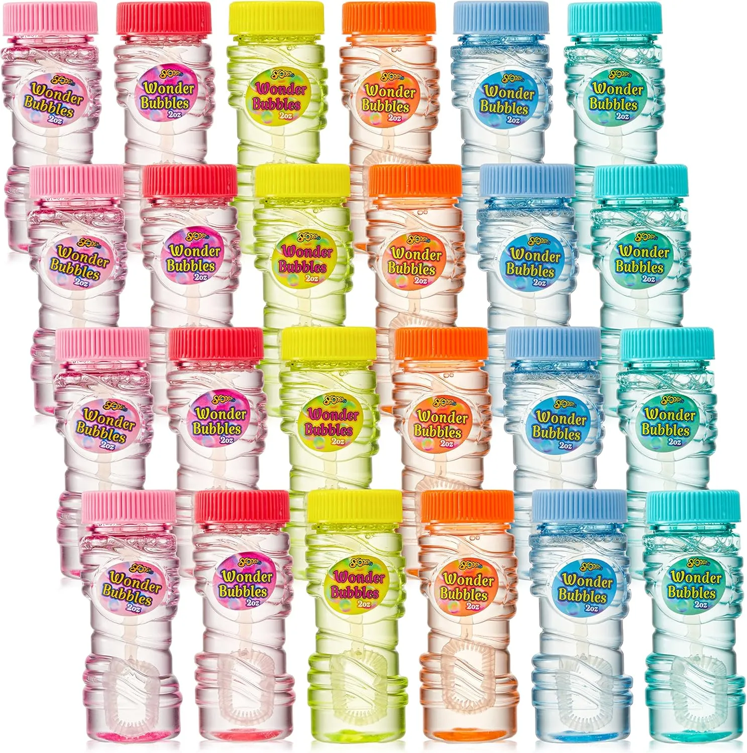 Wands for Kids' Bubble Toys Summer Activity, Easter, and Assortment Party Favors Sloosh gyration traverse cheap 24 Pack 2oz Refill Bubble Solution Bottle with 