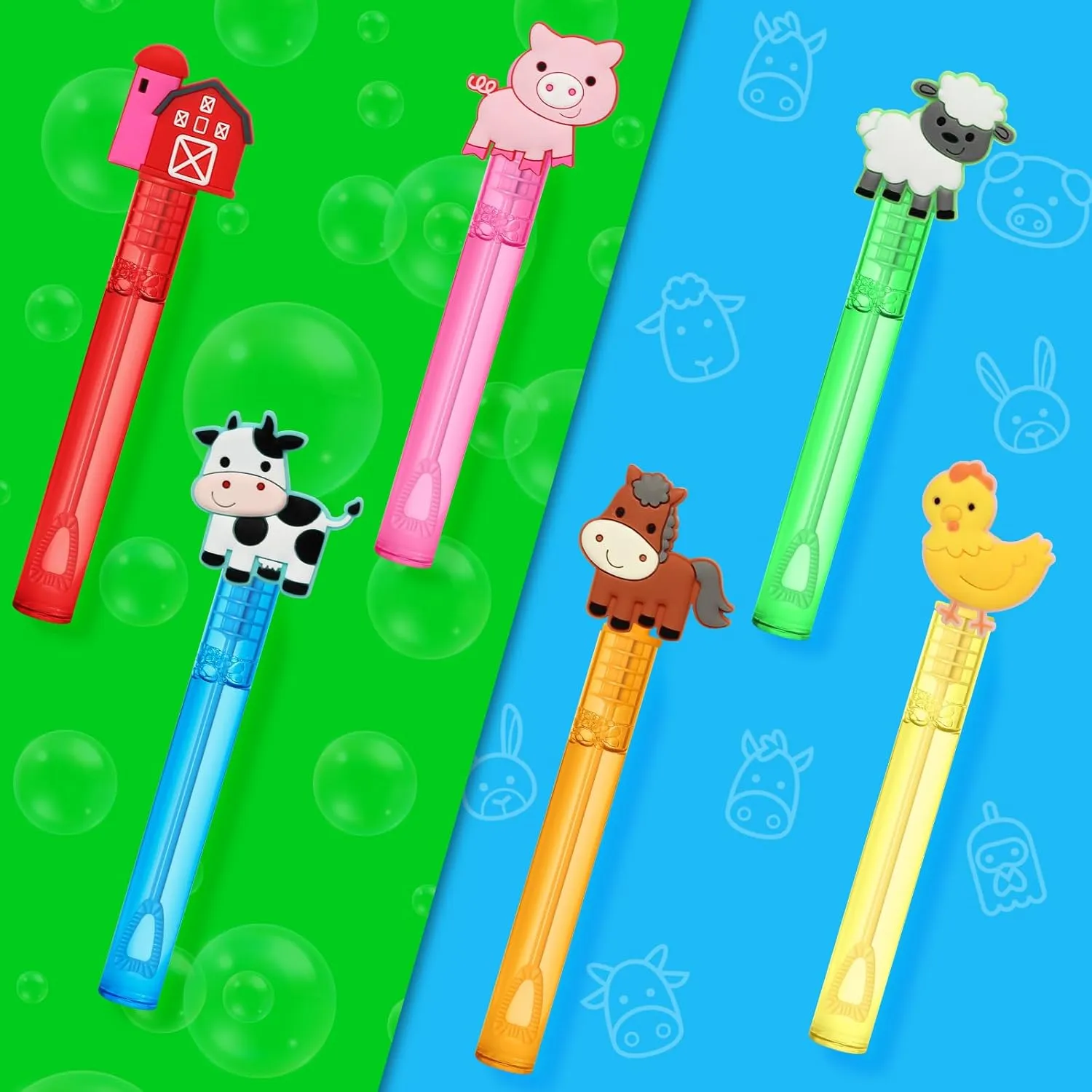 Wands for Kids, Chicken Sheep Horse Cow Pig Mini Bubbles Wand Toys, Barnyard Farm gnaw Theme Birthday Party Supplies Goodie Gift Bag Stuffers Pinata Classroom Prizes 24 Farm Animal Party Favors Bubble 