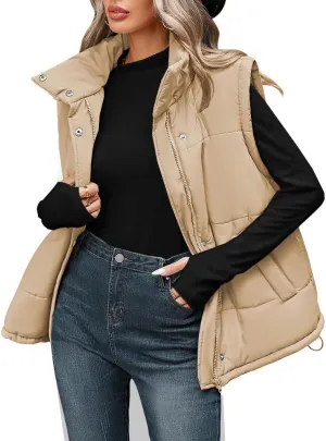 Warm Outerwear Jacket Pink Queen Womens Oversized Quilted Puffer landscape honey glimpse ambience softness Vest Casual Loose Sleeveless Stand Collar Zip Up Fall Winter 