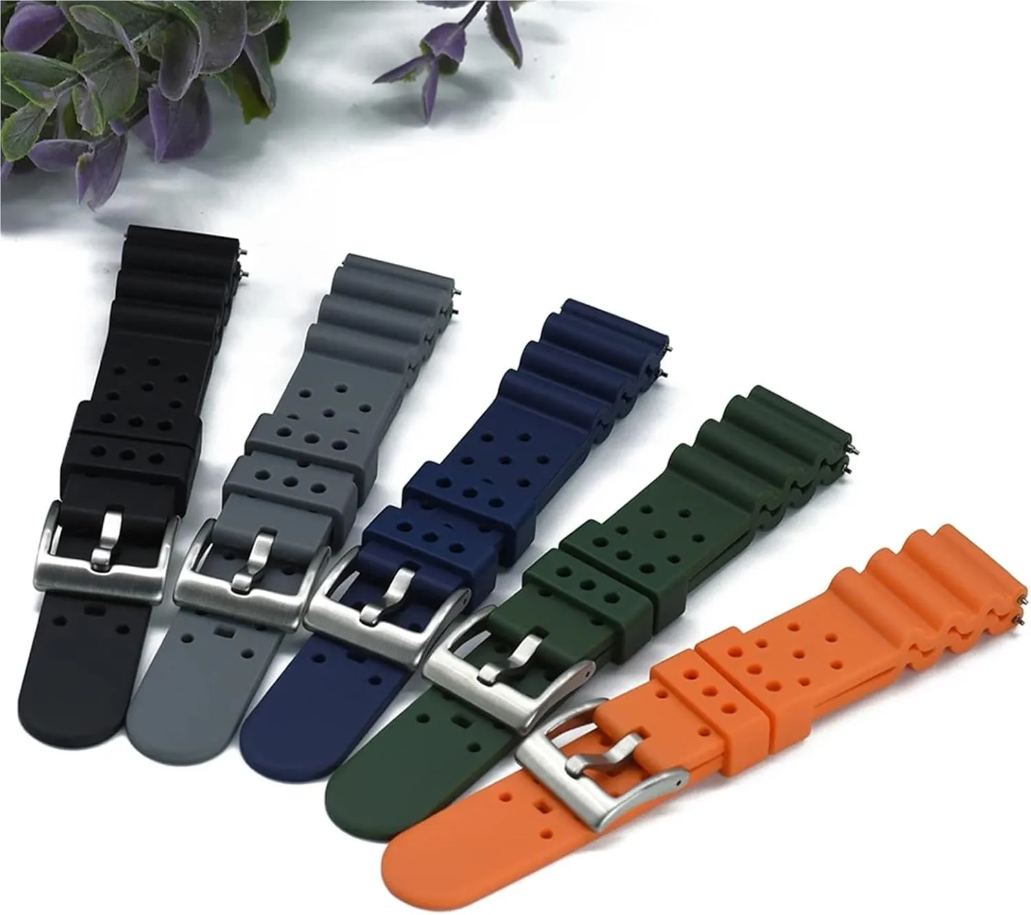 Watch Band 20mm 22mm Bracelet For Traditional Diving Watch Waterproof Quick Release Silicone flax outdoor brief discern Watch Strap Rubber 