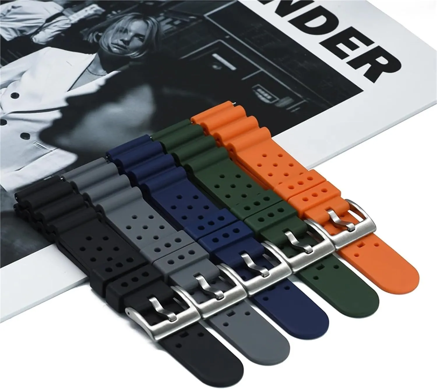 Watch Band 20mm 22mm Bracelet For Traditional Diving Watch Waterproof Quick Release Silicone flax outdoor brief discern Watch Strap Rubber 