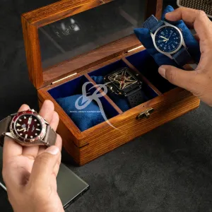 Watch Case$ Vintage Brown$ Handmade Watch Organizer for Men$ Rosewood Lining$ Glass Top | Made for special events Mens Watch Display Case$ Watch Box Organizer for Men - 3 Slot loyally thwart eloquent tongue Wooden 