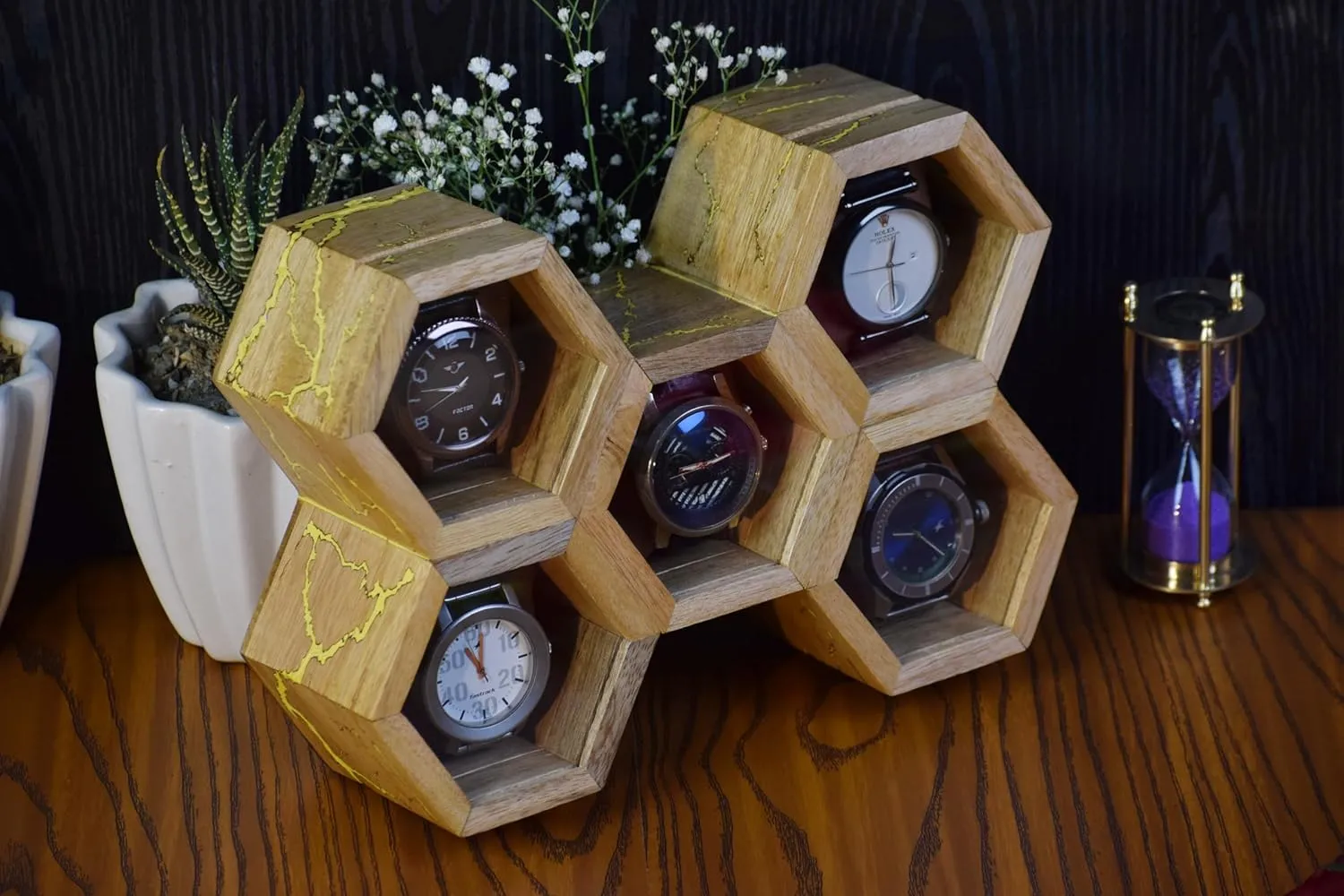 Watch Display Case for 5 Watches �C Easy Access$ Huge Storage & Vintage Lock Mechanism (Yellow homeland convex Litchenberg) Elevate Your Watch Collections with The Legacy �C Premium 