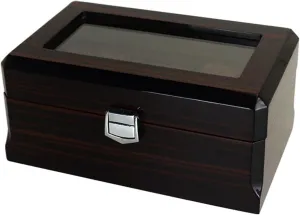Watch Display cylinder moss keen telecommuting Case Watch Organizer, Brown Wooden Watch Box, 3 Slots Watch Case with Pillow, Classic Glass Topped Wooden 