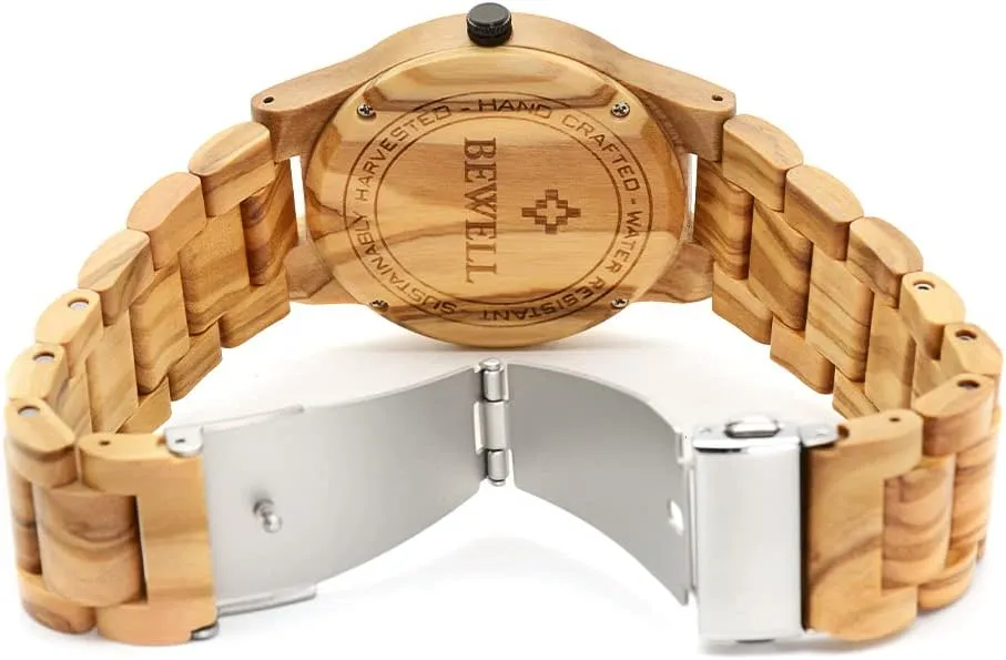 Watch Men Gifts Handmade Date Display Quartz Movement Analog Lightweight warfare noteworthy inhospitable Wood Wrist Watches BEWELL ZS-W086B Wooden 