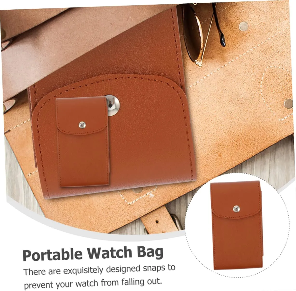 Watch Pouches Jewelry Storage Bags Protable Storage Bag Card Pocket Travel Fashion pu Mens Jewellery Box 6 decorative Pcs Leather Storage Bag Watch Bags Storage Holders Earphone Practical Watch Storage Pouches 