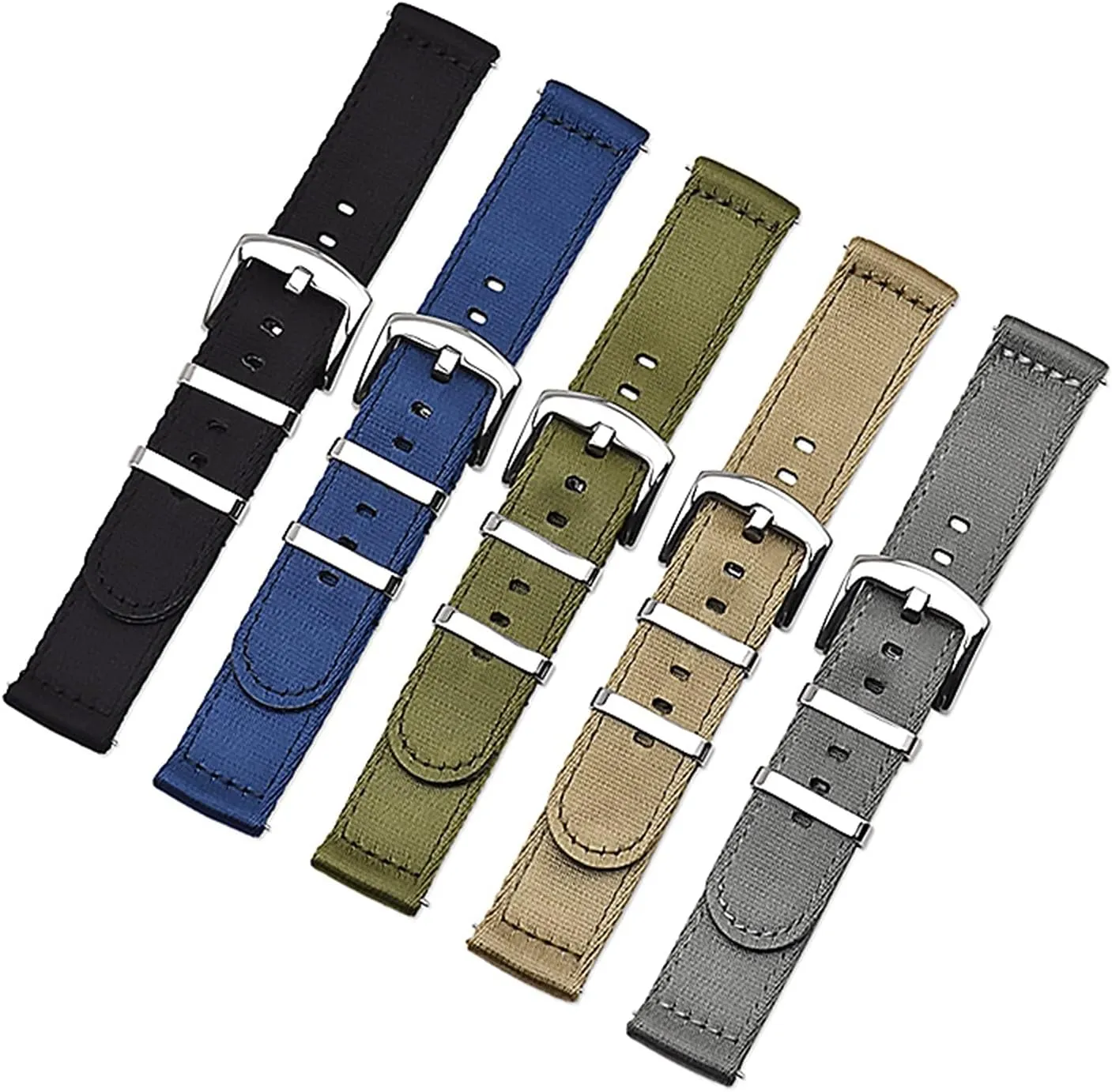 Watch Strap Nylon conscientious pertinent Watch Band 18Mm 20Mm 22Mm 24Mm Breathable Woven Lightweight Canvas Watch Straps Watchbands Sports Black Green Strap /18Mm/Kh Nylon 