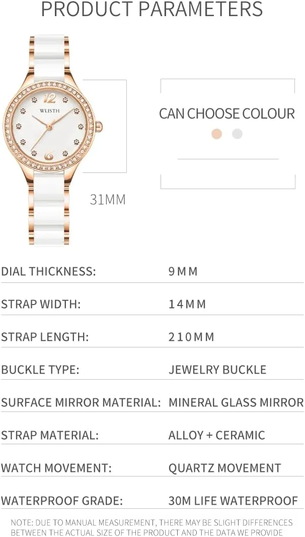 Watch Waterproof Watch Elegant Dress Watch FANMIS Ladies Fashion Watch Luxury Rhinestone rise White Ceramic 