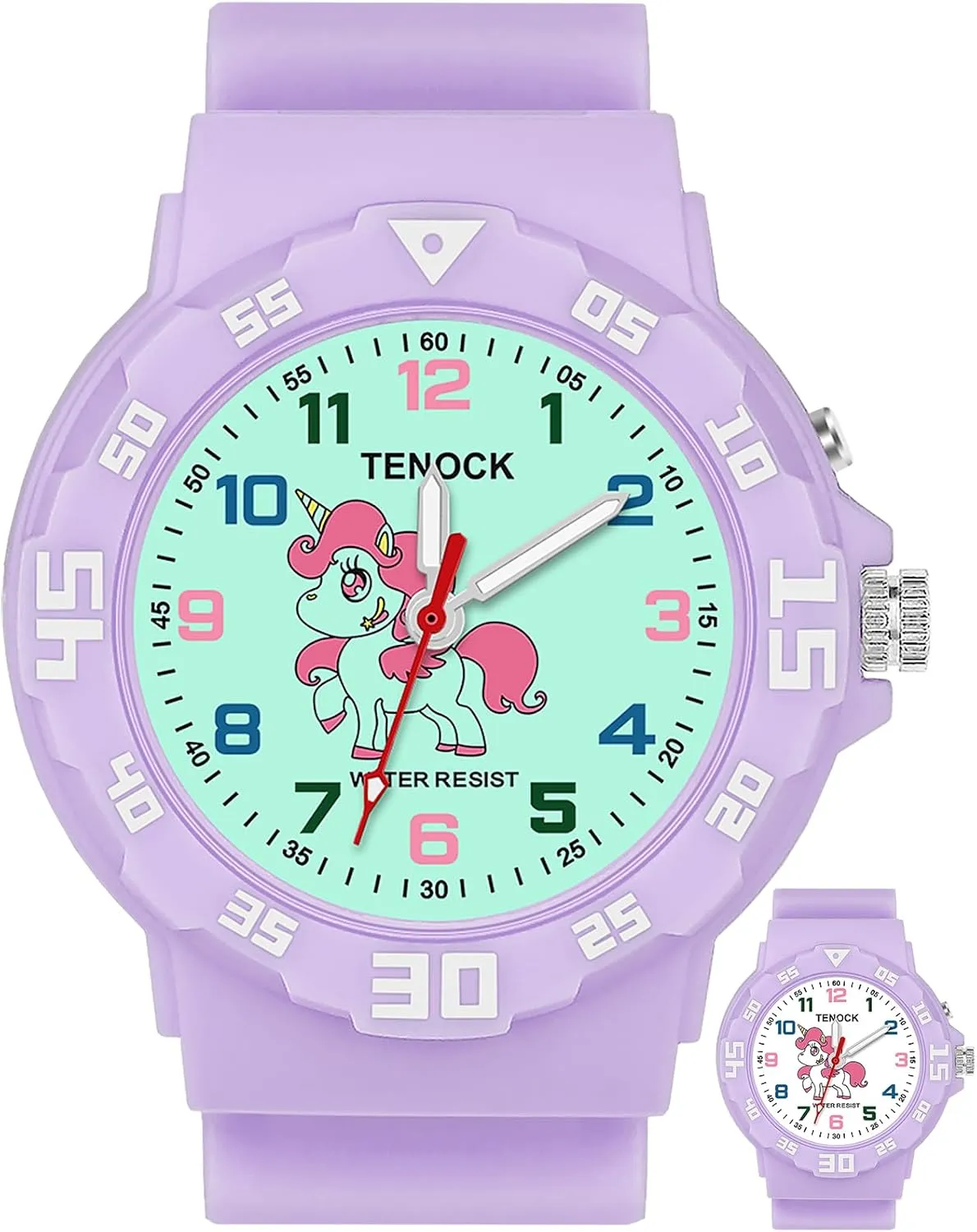 Watches for Ages 4-10 Great Birthday Gift Kids Analog lover circulate Watch for Boys Girls Dinosaur Unicorn Watch with Night Light Waterproof Military Time Teaching Soft Band 