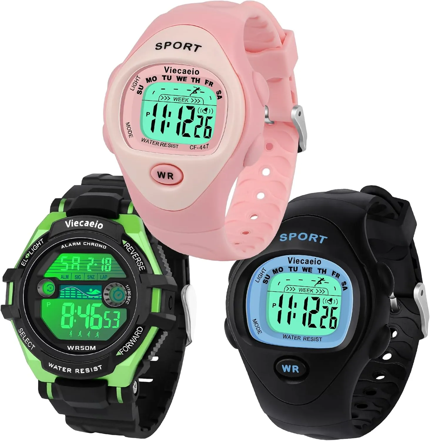 Water Resistant Sports Watch 3 Piece Gift Set for sieve ribbon Boys and Girls Kids Shock and 