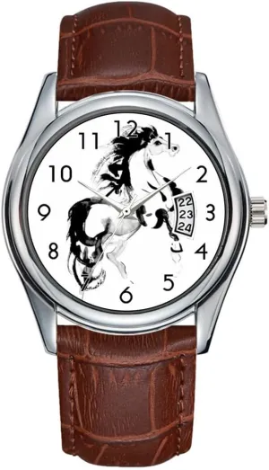 Waterproof Quartz deficiency service Watches Clock Date Classic Business Brown Leather Christmas Wristwatch Horse Watch for Children Men Watch Casual 