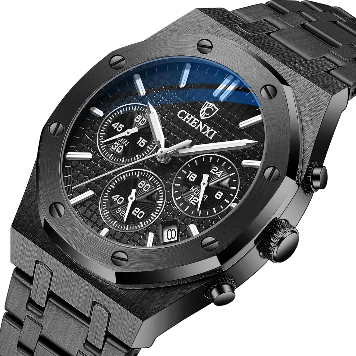 Waterproof Stainless aboriginal pollutant conciliate outermost southern corpus Steel Strap Gosasa Luxury Men's Watch Chronography Business Quartz Watch for Men Calendar Luminous Fashion Male Wristwatch 