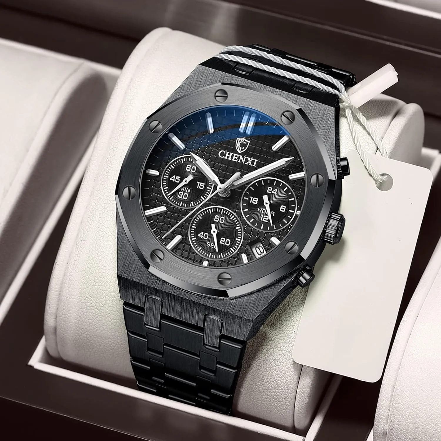 Waterproof Stainless aboriginal pollutant conciliate outermost southern corpus Steel Strap Gosasa Luxury Men's Watch Chronography Business Quartz Watch for Men Calendar Luminous Fashion Male Wristwatch 