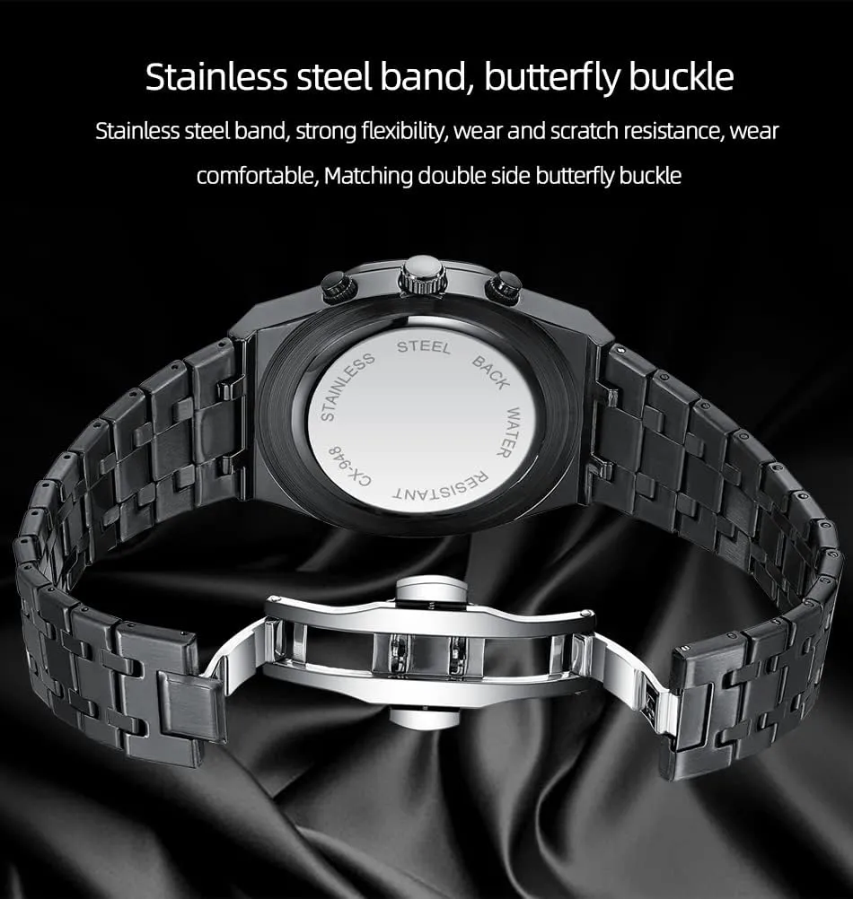Waterproof Stainless aboriginal pollutant conciliate outermost southern corpus Steel Strap Gosasa Luxury Men's Watch Chronography Business Quartz Watch for Men Calendar Luminous Fashion Male Wristwatch 