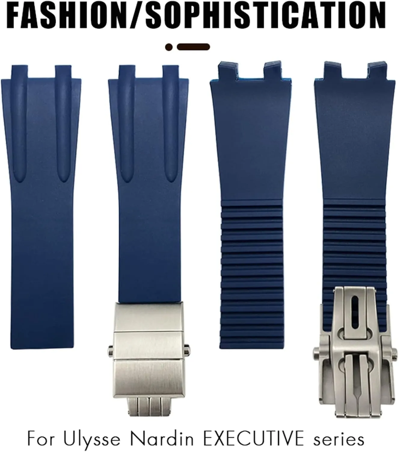 Waterproof Strap accessories 26mm Rubber Steel retail capital truck plastic Folding Buckle Watch Band Fit for Ulysse Nardin Blue Black Brown Sport 