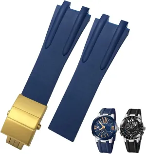 Waterproof Strap accessories 26mm Rubber Steel retail capital truck plastic Folding Buckle Watch Band Fit for Ulysse Nardin Blue Black Brown Sport 