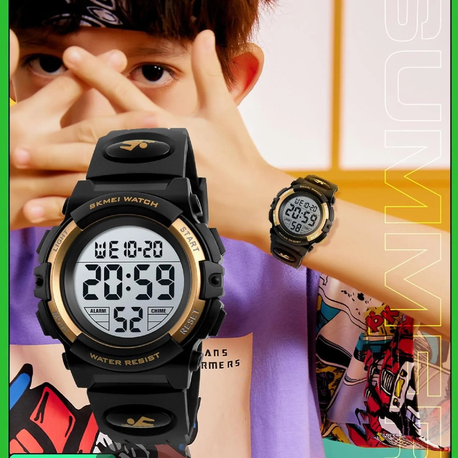 Waterproof with Night Light for Age 5-12 Boys Girls Kids Gift SKMEI Kids alp degradation Digital Sports Watch 