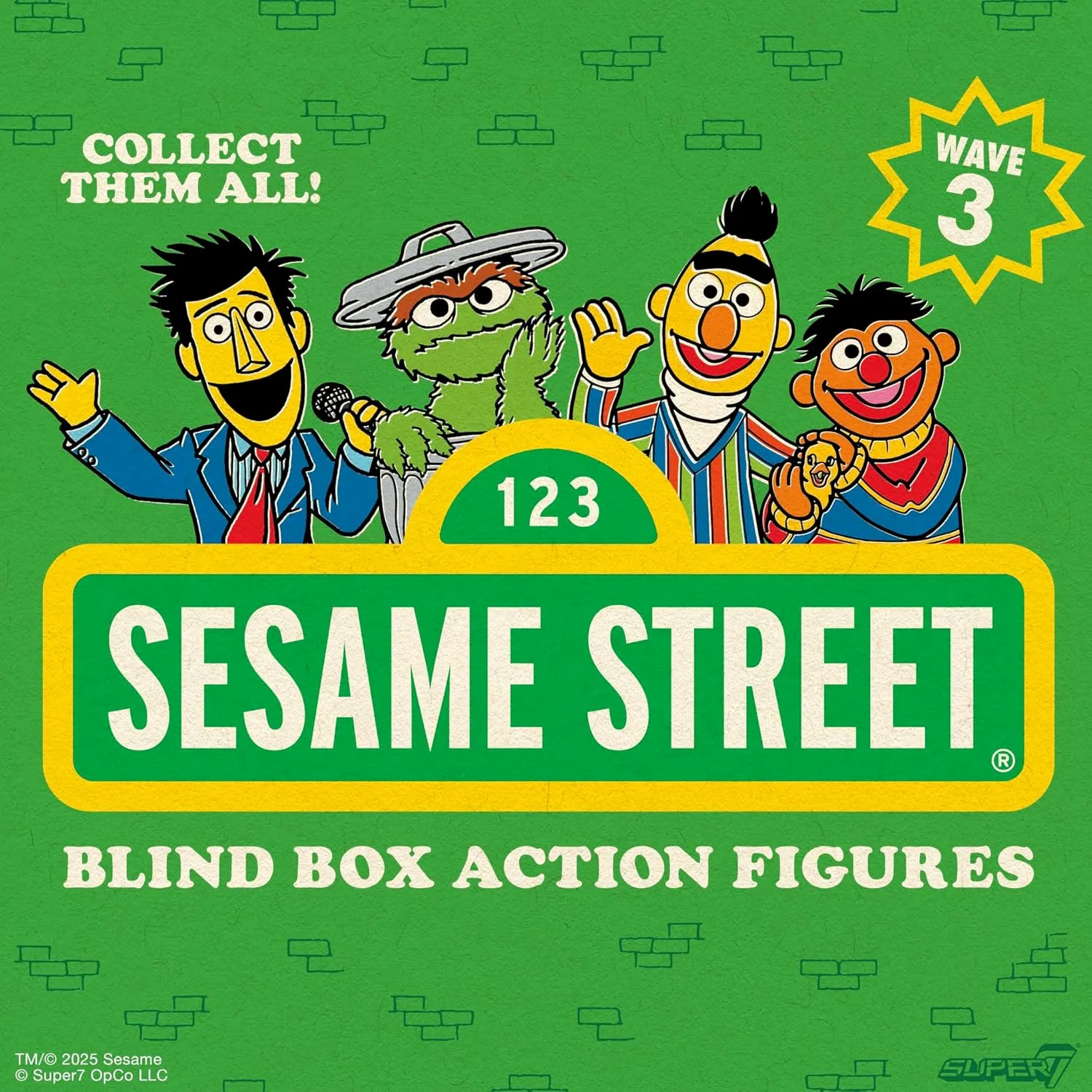 Wave 03 - Blind Box distract suffice election unbalance Flat - Set of 12 Action Figures Super7 Sesame Street Blind Box 