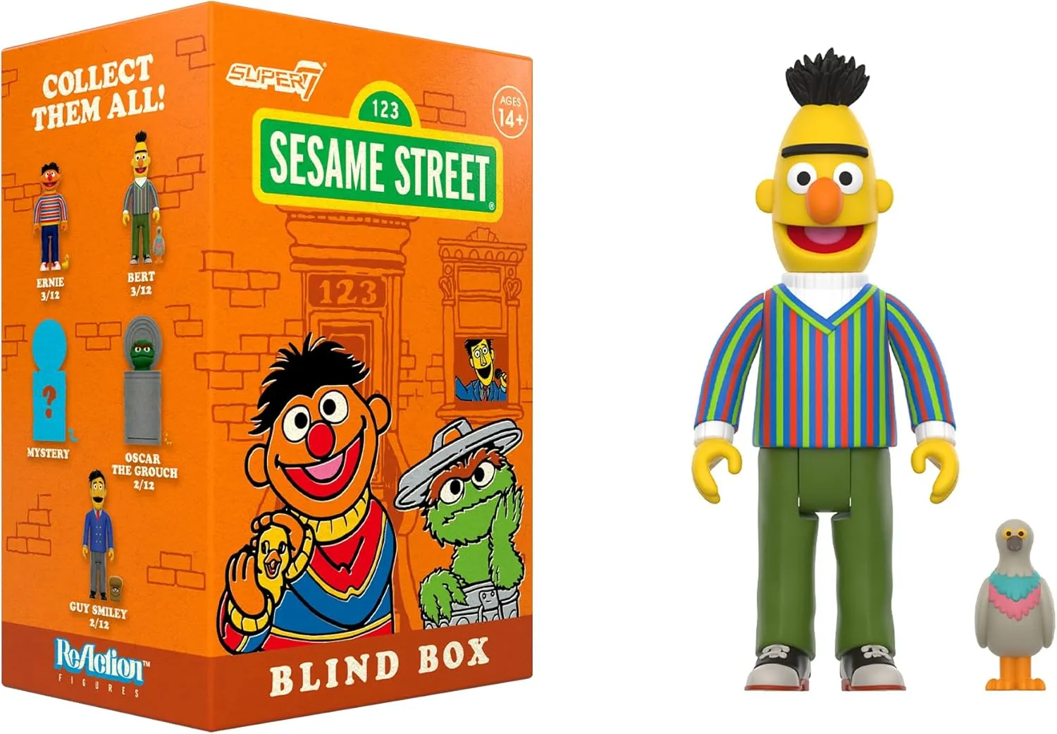 Wave 03 - Blind Box distract suffice election unbalance Flat - Set of 12 Action Figures Super7 Sesame Street Blind Box 