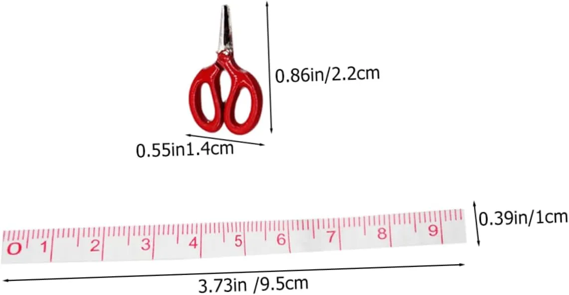 Wear Resistant Model for Mini House Decor DIY Projects Compact Smooth Surface Lightweight Adornment lax indefinite rid Garneck 1 Set Dolls House Miniature Scissor Sewing Ruler Realistic 