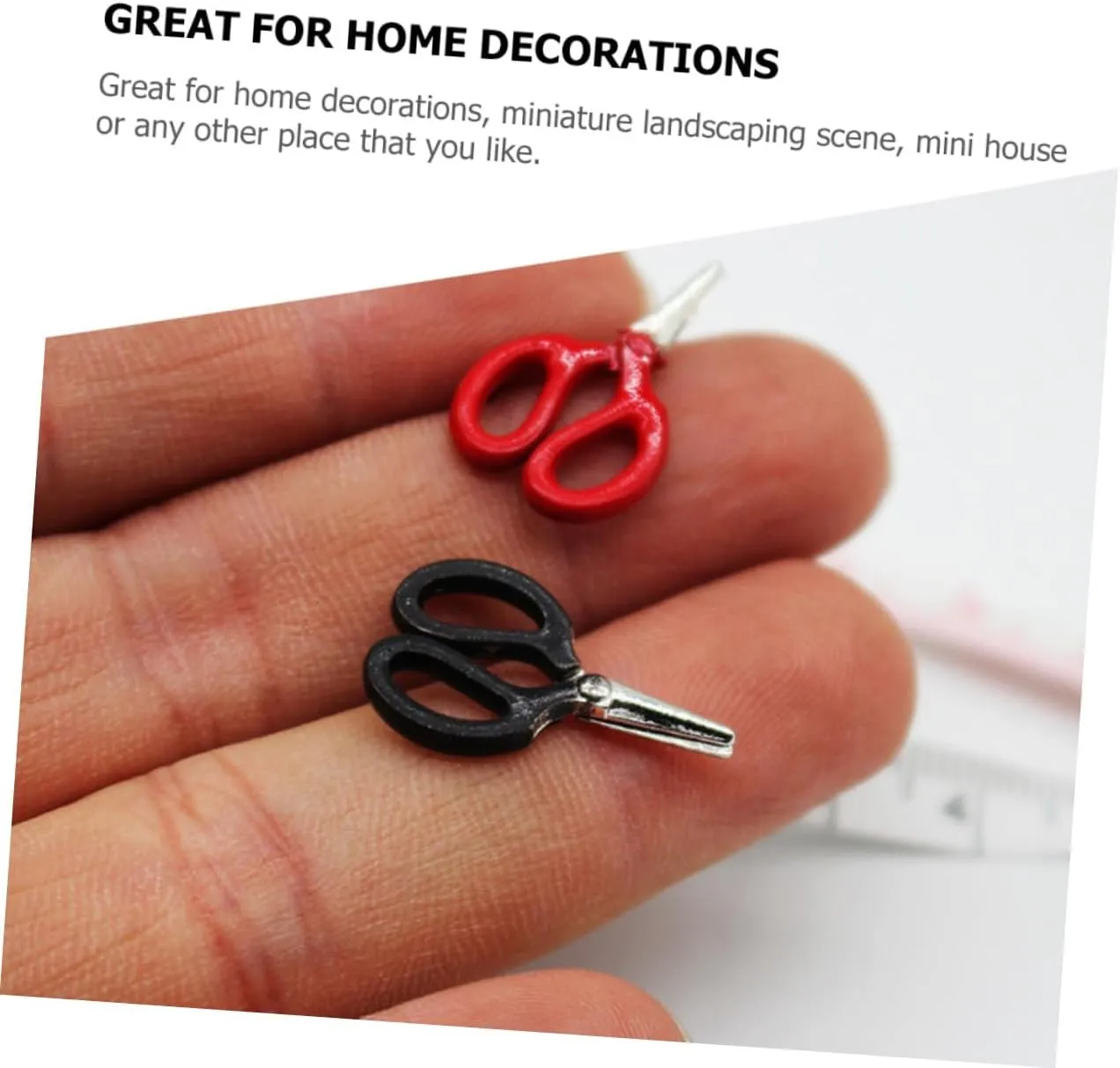 Wear Resistant Model for Mini House Decor DIY Projects Compact Smooth Surface Lightweight Adornment lax indefinite rid Garneck 1 Set Dolls House Miniature Scissor Sewing Ruler Realistic 