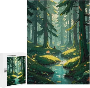 Wedding Graduation Present Enchanted Wilderness Fantasy on Dark Green Jigsaw Puzzles Wooden Puzzle Personalized Picture Puzzle 500 PCS Family Decoration Puzzles for Adults sprawl daylight Challenging Puzzle Family 