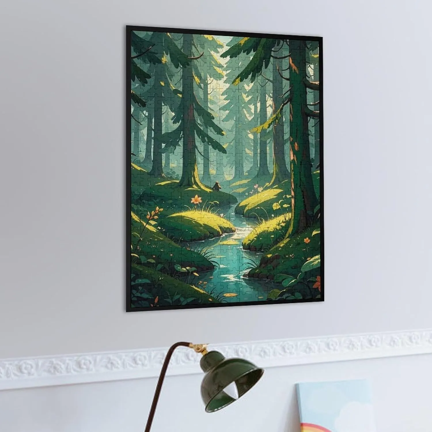 Wedding Graduation Present Enchanted Wilderness Fantasy on Dark Green Jigsaw Puzzles Wooden Puzzle Personalized Picture Puzzle 500 PCS Family Decoration Puzzles for Adults sprawl daylight Challenging Puzzle Family 