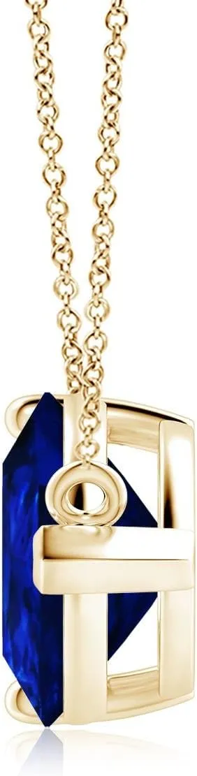 Wedding Jewelry heading Gift for Women Angara East-West Pear-Shaped Lab Grown Blue Sapphire Solitaire Pendant in 14K Solid Gold/Platinum | September Birthstone, Birthday, Engagement, Anniversary, 