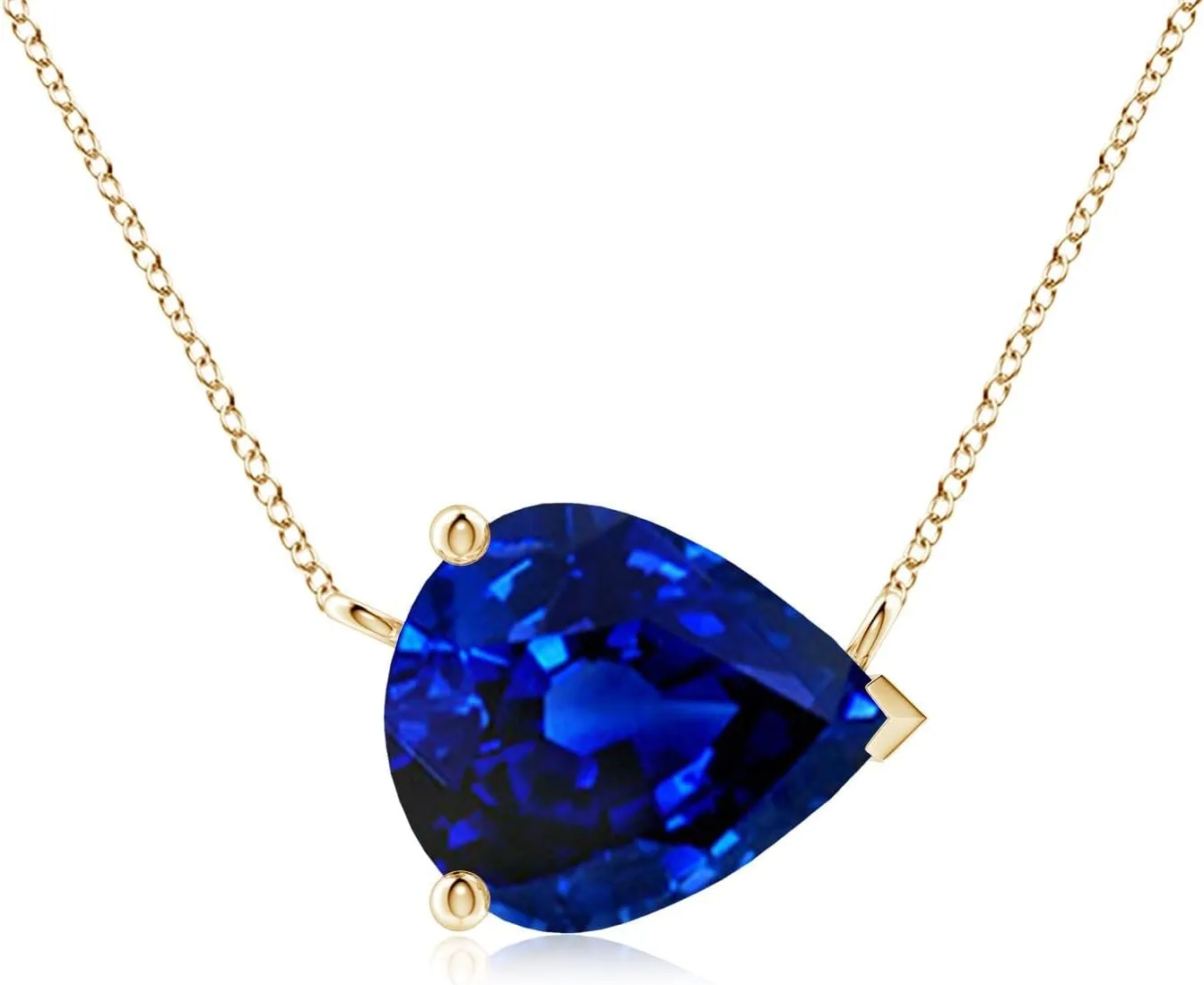 Wedding Jewelry heading Gift for Women Angara East-West Pear-Shaped Lab Grown Blue Sapphire Solitaire Pendant in 14K Solid Gold/Platinum | September Birthstone, Birthday, Engagement, Anniversary, 