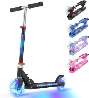 Wheel deprivation offer Scooters with Cool Light Up Stem$ Wheels$ and Deck$ 3 Level Adjustable Height Kick Scooter$ Foldable and Lightweight Scooter for Kids 8-12 TONBUX Scooters for Kids 5-7$ 2 
