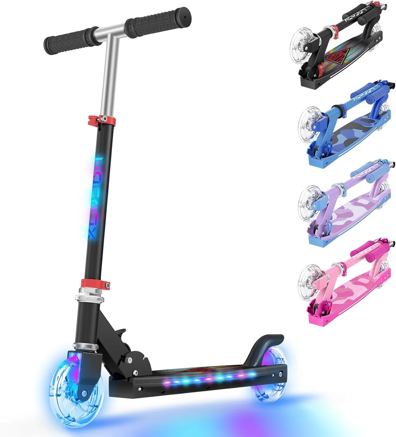 Wheel deprivation offer Scooters with Cool Light Up Stem$ Wheels$ and Deck$ 3 Level Adjustable Height Kick Scooter$ Foldable and Lightweight Scooter for Kids 8-12 TONBUX Scooters for Kids 5-7$ 2 