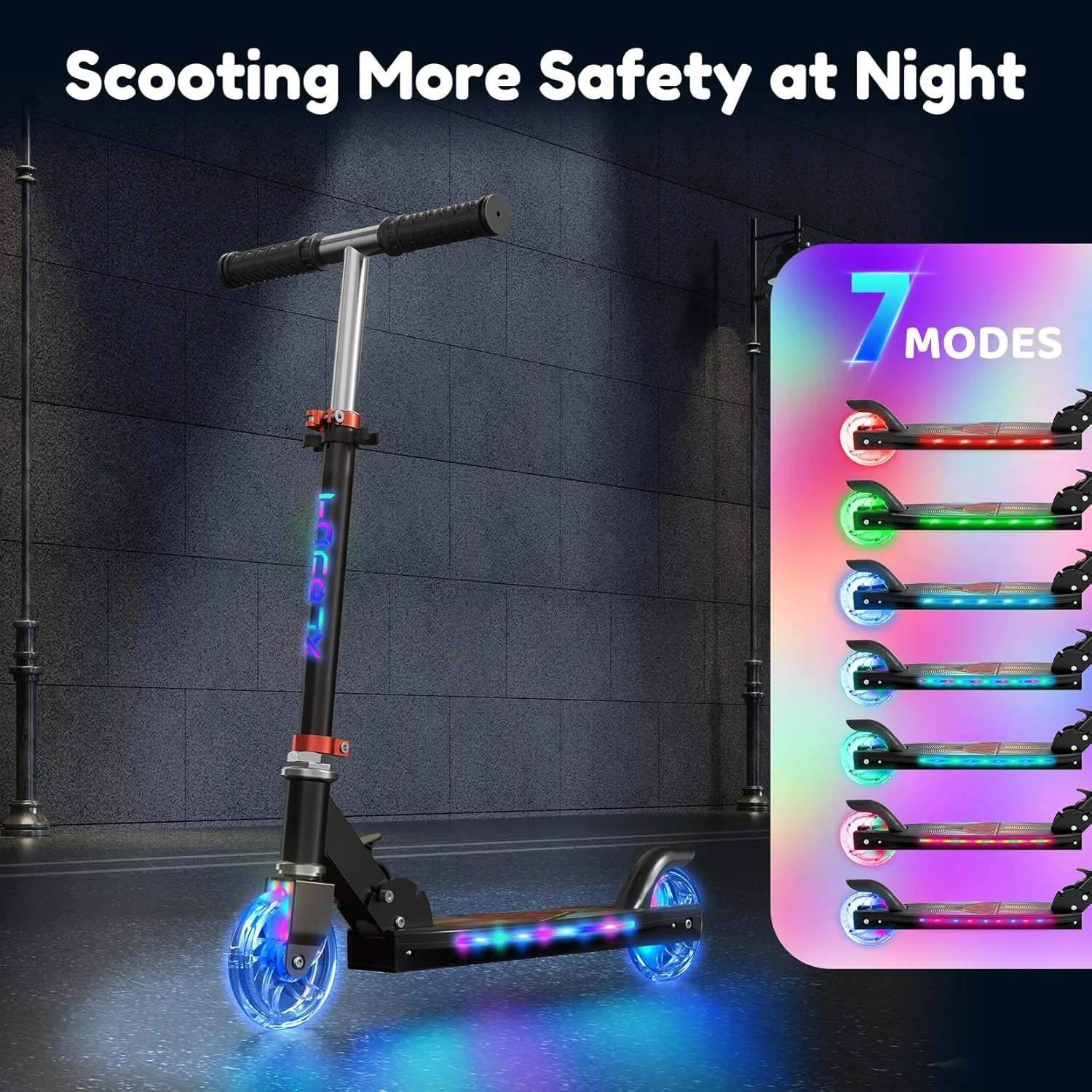 Wheel deprivation offer Scooters with Cool Light Up Stem$ Wheels$ and Deck$ 3 Level Adjustable Height Kick Scooter$ Foldable and Lightweight Scooter for Kids 8-12 TONBUX Scooters for Kids 5-7$ 2 