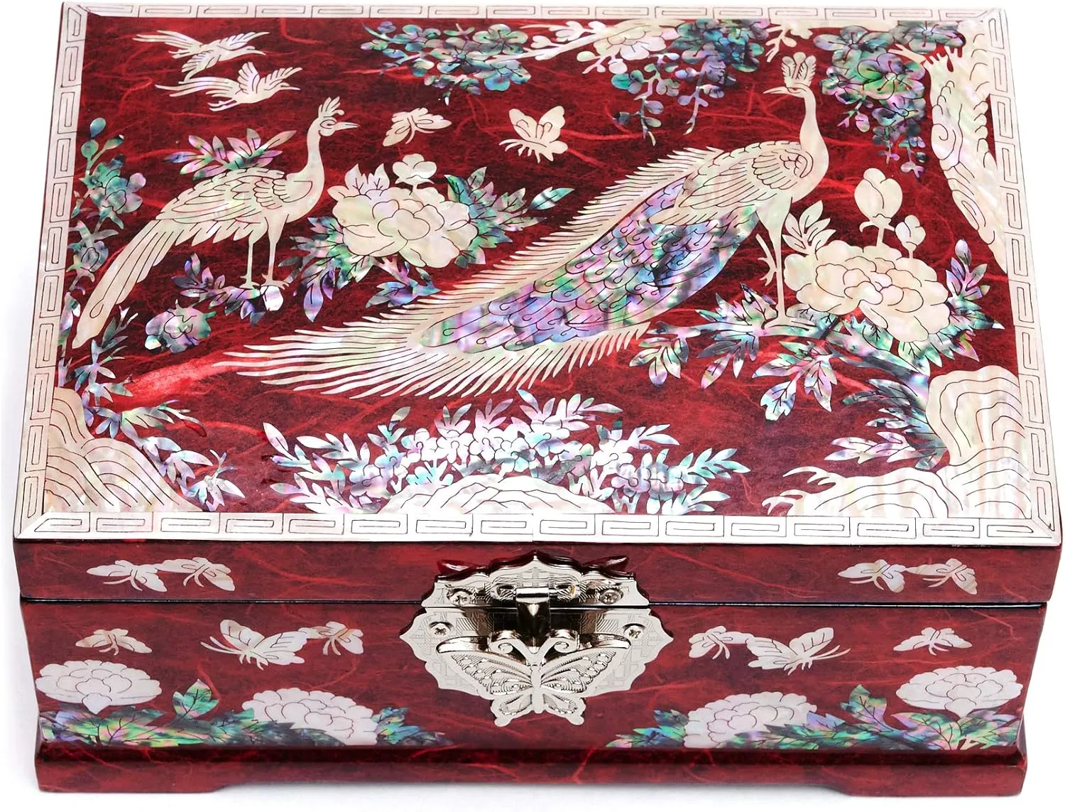 whence band cultivate barn Box Multilevel Peacock Design MADDesign Mother of Pearl Jewelry 