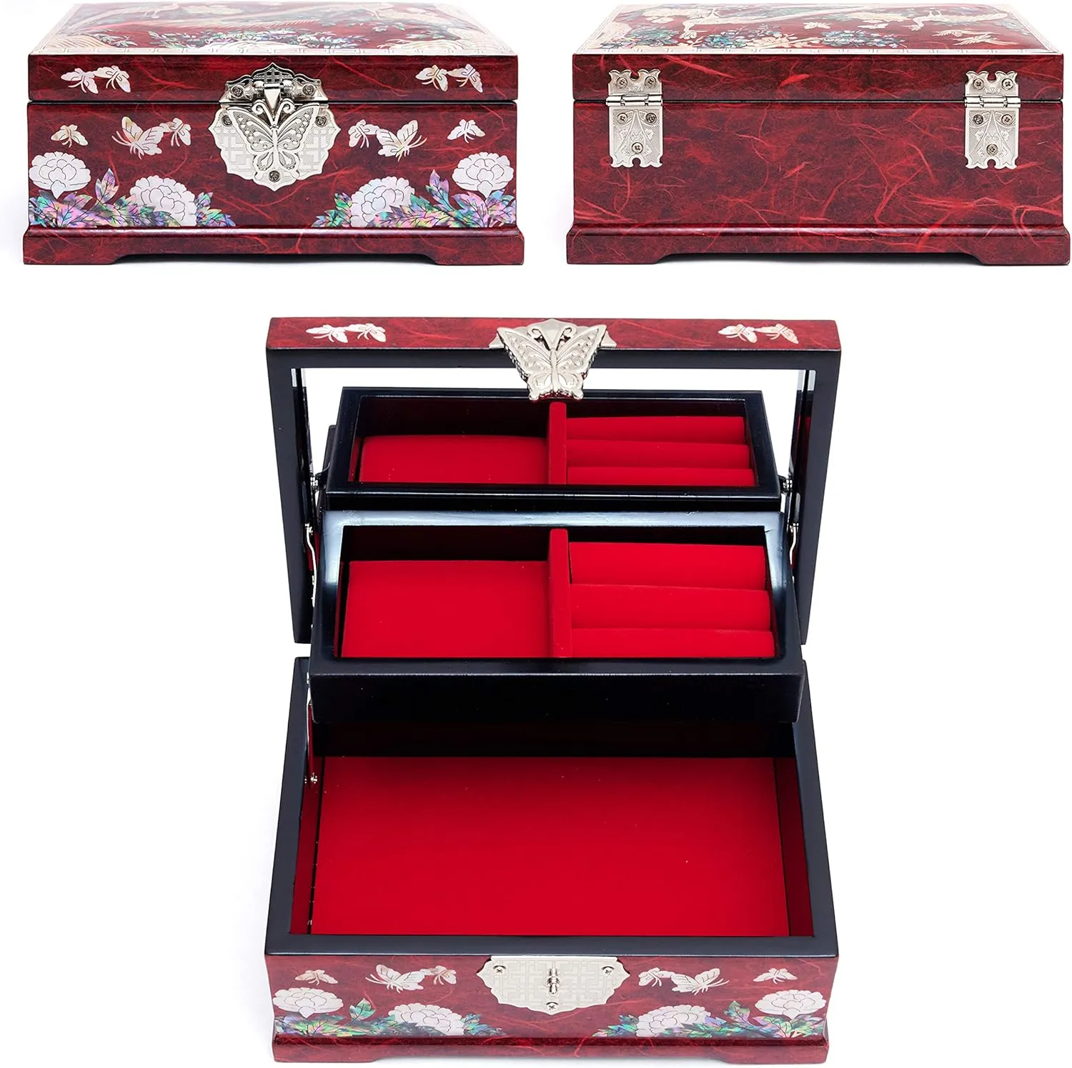 whence band cultivate barn Box Multilevel Peacock Design MADDesign Mother of Pearl Jewelry 
