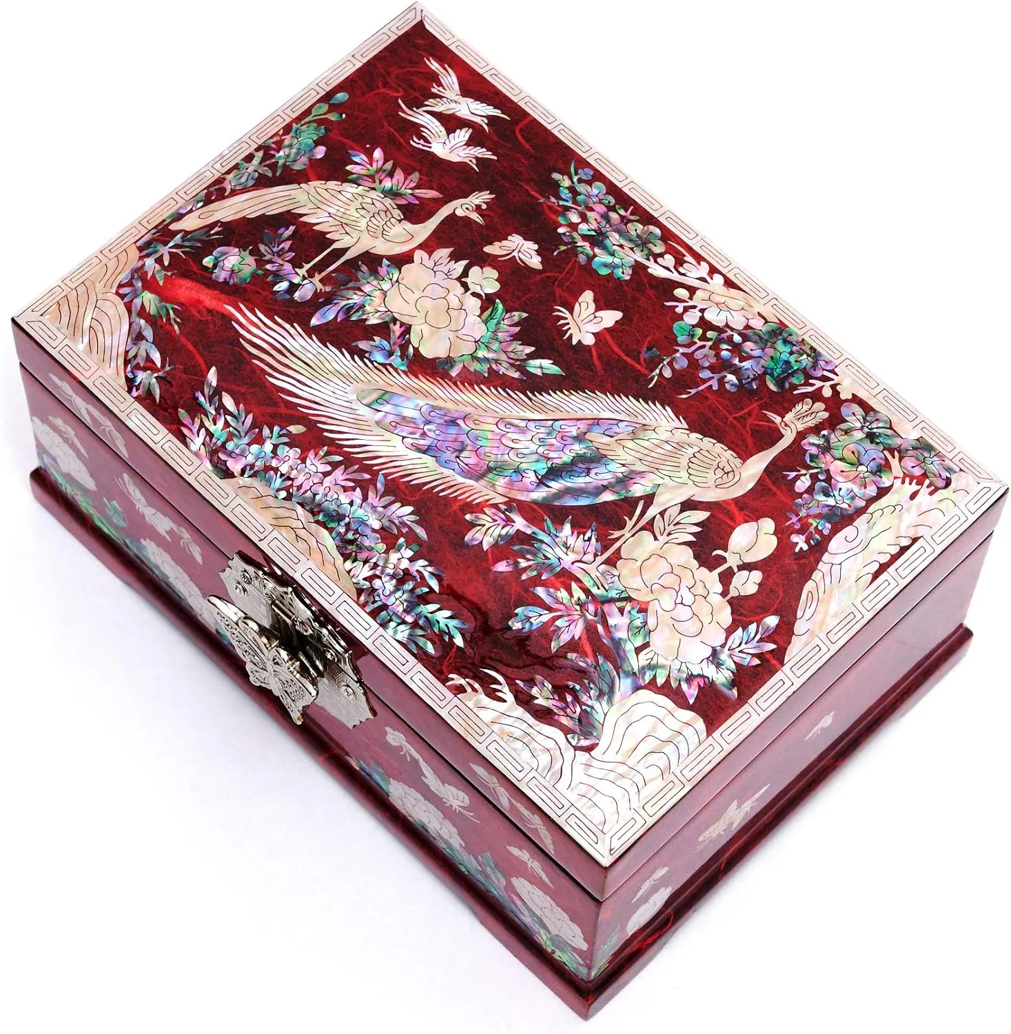 whence band cultivate barn Box Multilevel Peacock Design MADDesign Mother of Pearl Jewelry 
