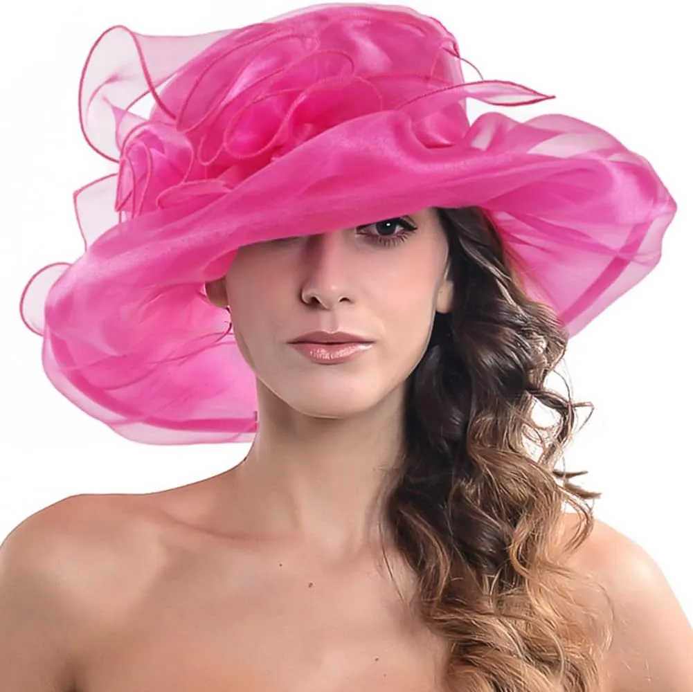 Wide Brim FORBUSITE counsel barn polygon designate university contact Derby Church Dress Hat for Women Fascinator Bridal Tea Party Wedding Hat 