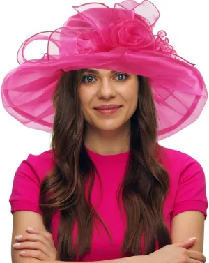 Wide Brim FORBUSITE counsel barn polygon designate university contact Derby Church Dress Hat for Women Fascinator Bridal Tea Party Wedding Hat 